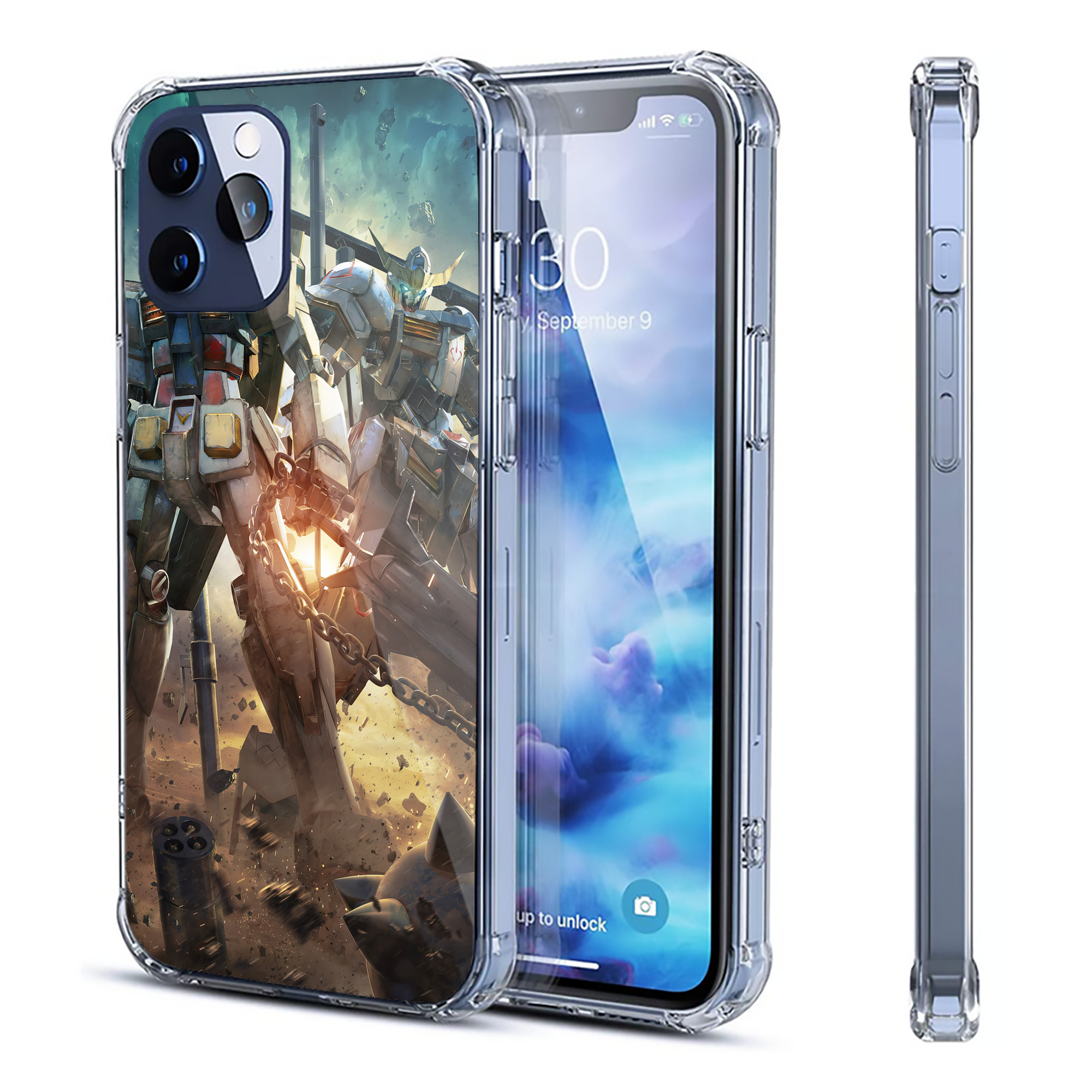 （画像用） 機動戦士ガンダム Mobile Suit Gundam 【iPhone 12シリーズ対応】透明スマホケース（クリアソフトケース）
